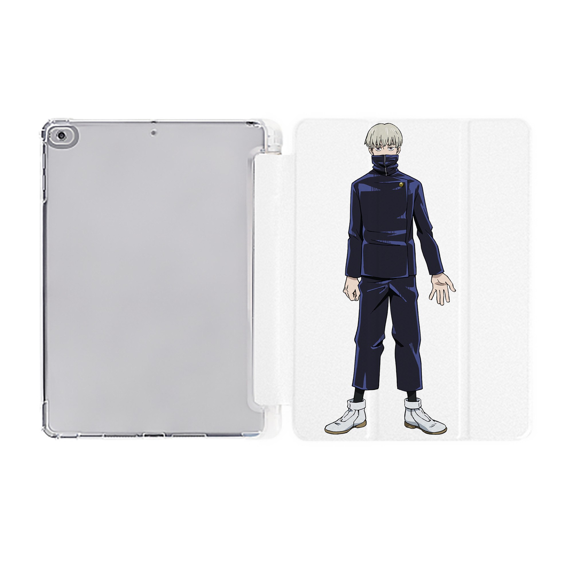 （画像用） 呪術廻戦 Jujutsu Kaisen IPad ケース ペン収納付き 三つ折りスタンド PUレザー×シリコン 対応機種9.5/10.5/10.9インチ